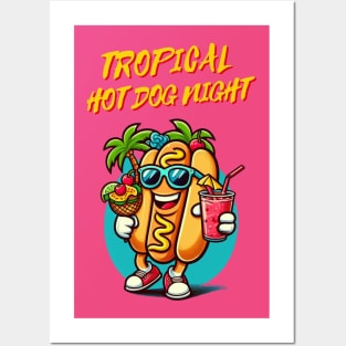 Tropical Hot Dog Night Mascot Posters and Art